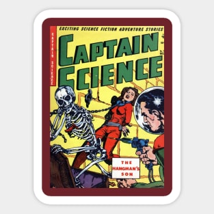 Captain Science vs Space Skeleton Comic Cover Sticker